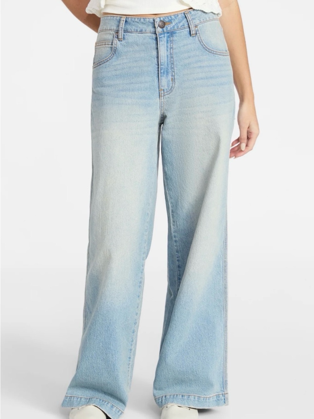 EUC No Boundaries Mid-Rise Baggy Wide Leg Jeans, 31" Inseam, Women's Sz 8